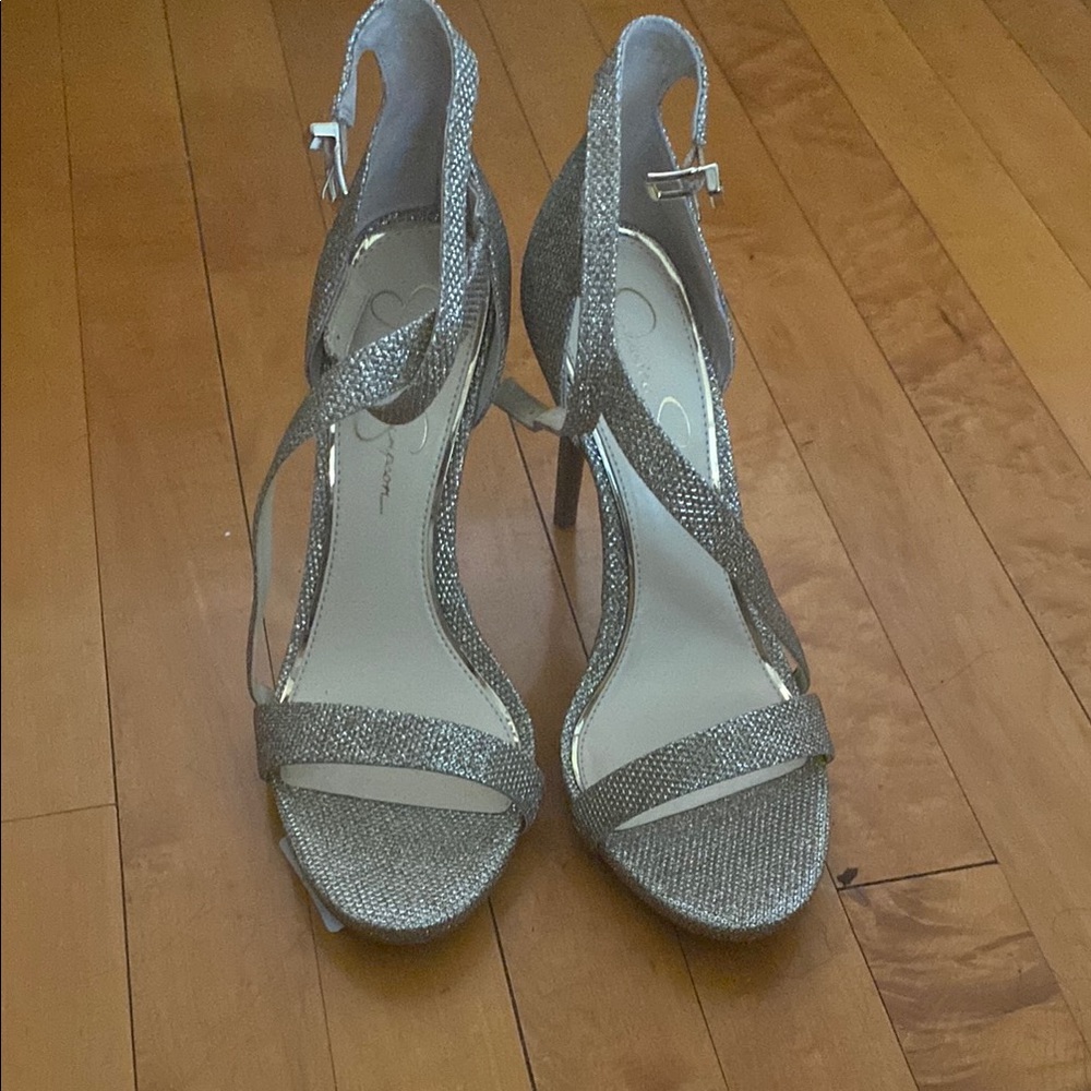 Elegant Silver Strappy Heels